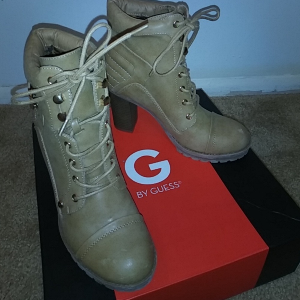 Brand New Tan Guess lace up Booties